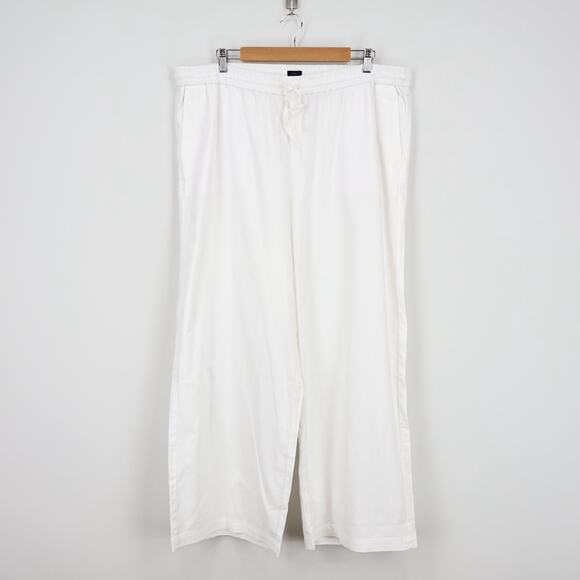 J.Crew Factory Linen Blend Slim Wide Leg Drawstring Pant White Size 18 NWT - Picture 2 of 10